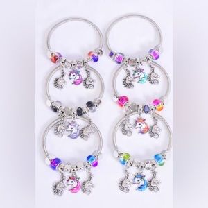 25016 Six Pack of Beautiful Unicorn Charms Bracelets Wholesale Lot Box